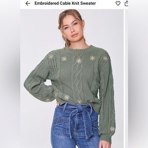 Embroidered cable knit sweater forever 21 women size L